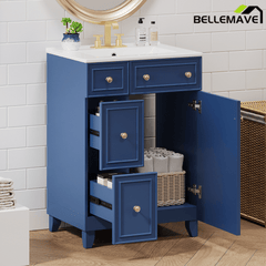 Bellemave® 24'' Bathroom Vanity Cabinet with Ceramic Sink, 2 Drawers, 1 Door - Bellemave