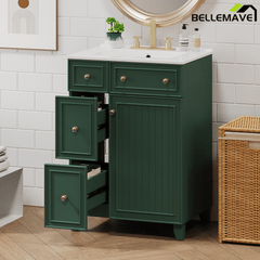 Bellemave® 24'' Bathroom Vanity Cabinet with Ceramic Sink, 2 Drawers, 1 Door - Bellemave