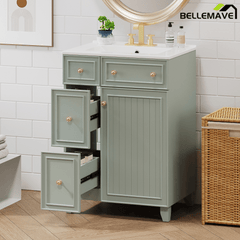 Bellemave® 24'' Bathroom Vanity Cabinet with Ceramic Sink, 2 Drawers, 1 Door - Bellemave