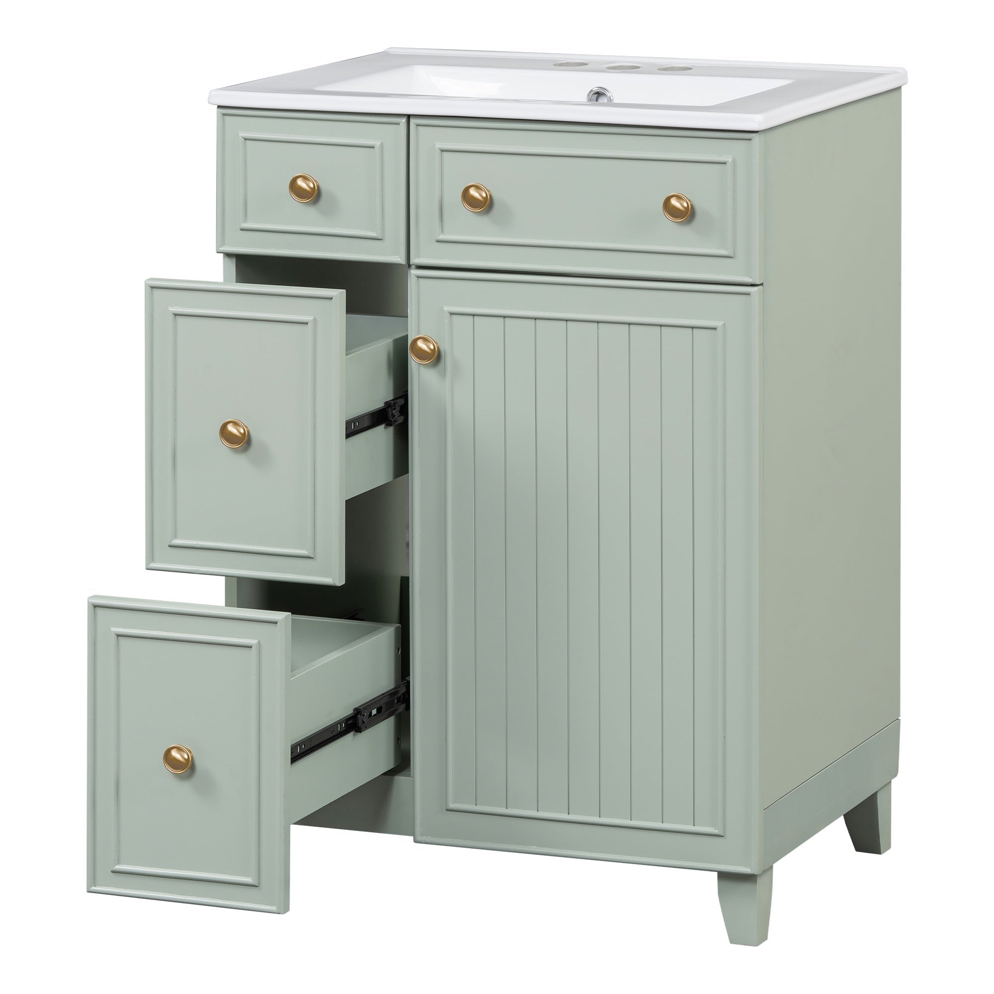 Bellemave® 24'' Bathroom Vanity Cabinet with Ceramic Sink, 2 Drawers, 1 Door - Bellemave