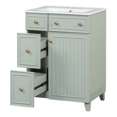 Bellemave® 24'' Bathroom Vanity Cabinet with Ceramic Sink, 2 Drawers, 1 Door - Bellemave