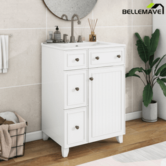 Bellemave® 24'' Bathroom Vanity Cabinet with Ceramic Sink, 2 Drawers, 1 Door - Bellemave