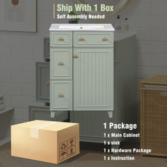 Bellemave® 24'' Bathroom Vanity Cabinet with Ceramic Sink, 2 Drawers, 1 Door - Bellemave