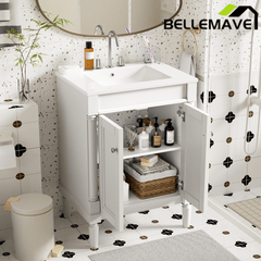 Bellemave® 24" Bathroom Vanity with Sink, Powder Room Small Bathroom Vanity with 2 - Door Cabinet, Solid Wood Frame Bathroom Storage Cabinet - Bellemave