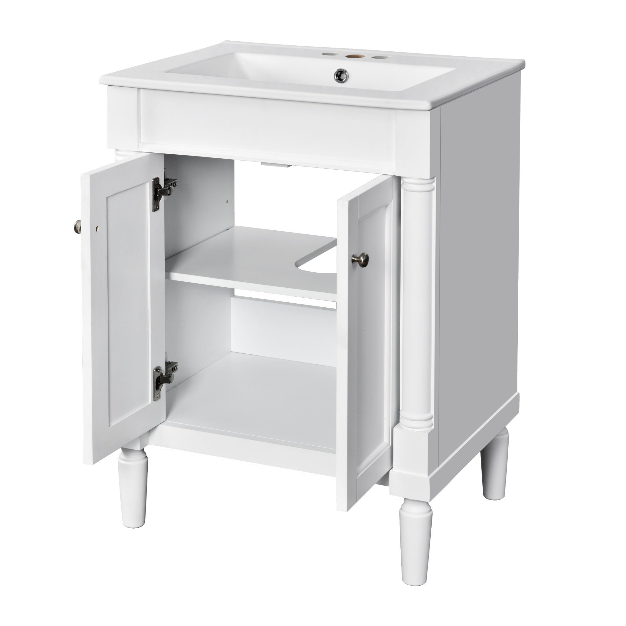 Bellemave® 24" Bathroom Vanity with Sink, Powder Room Small Bathroom Vanity with 2 - Door Cabinet, Solid Wood Frame Bathroom Storage Cabinet - Bellemave