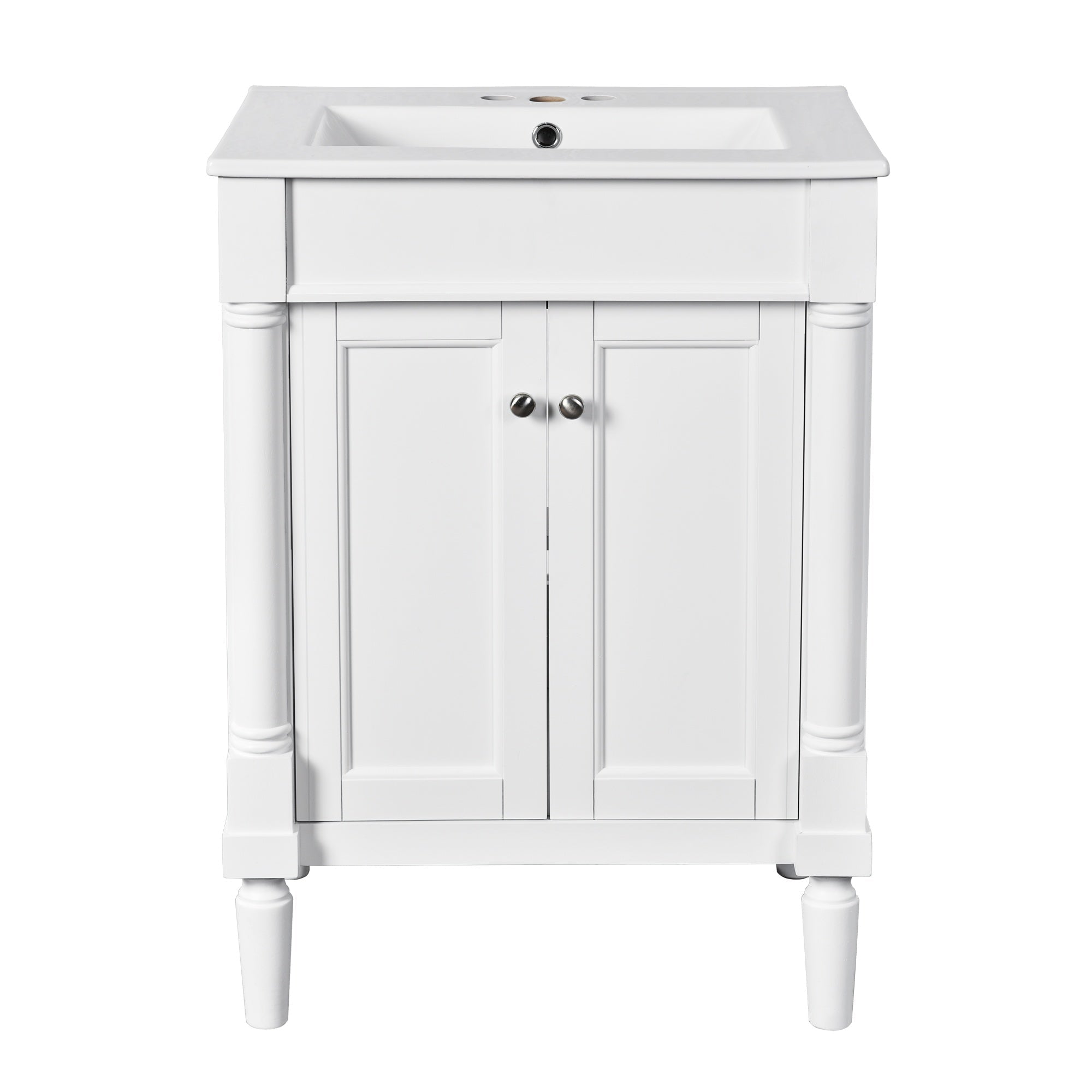 Bellemave® 24" Bathroom Vanity with Sink, Powder Room Small Bathroom Vanity with 2 - Door Cabinet, Solid Wood Frame Bathroom Storage Cabinet - Bellemave