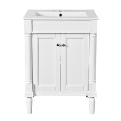 Bellemave® 24" Bathroom Vanity with Sink, Powder Room Small Bathroom Vanity with 2 - Door Cabinet, Solid Wood Frame Bathroom Storage Cabinet - Bellemave
