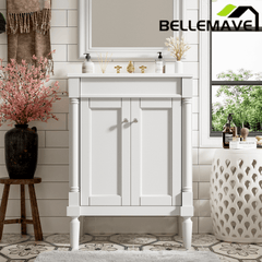 Bellemave® 24" Bathroom Vanity with Sink, Powder Room Small Bathroom Vanity with 2 - Door Cabinet, Solid Wood Frame Bathroom Storage Cabinet - Bellemave