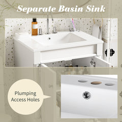 Bellemave® 24" Bathroom Vanity with Sink, Powder Room Small Bathroom Vanity with 2 - Door Cabinet, Solid Wood Frame Bathroom Storage Cabinet - Bellemave