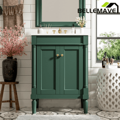 Bellemave® 24" Bathroom Vanity with Sink, Powder Room Small Bathroom Vanity with 2 - Door Cabinet, Solid Wood Frame Bathroom Storage Cabinet - Bellemave