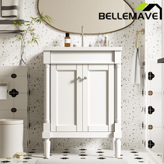 Bellemave® 24" Bathroom Vanity with Sink, Powder Room Small Bathroom Vanity with 2 - Door Cabinet, Solid Wood Frame Bathroom Storage Cabinet - Bellemave
