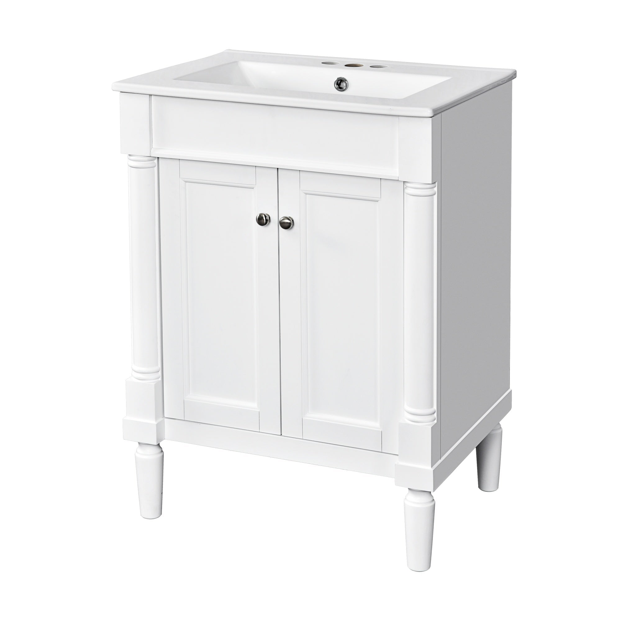 Bellemave® 24" Bathroom Vanity with Sink, Powder Room Small Bathroom Vanity with 2 - Door Cabinet, Solid Wood Frame Bathroom Storage Cabinet - Bellemave