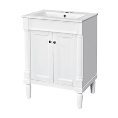 Bellemave® 24" Bathroom Vanity with Sink, Powder Room Small Bathroom Vanity with 2 - Door Cabinet, Solid Wood Frame Bathroom Storage Cabinet - Bellemave