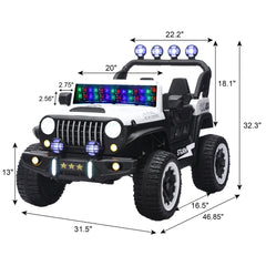 Bellemave® 24V Kids Ride On Car, 2 - Seater Electric Car with Remote Control, 4WD Motor, LED Lights, Adjustable Speed, USB & Music Player - Bellemave