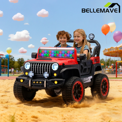 Bellemave® 24V Kids Ride On Car, 2 - Seater Electric Car with Remote Control, 4WD Motor, LED Lights, Adjustable Speed, USB & Music Player - Bellemave