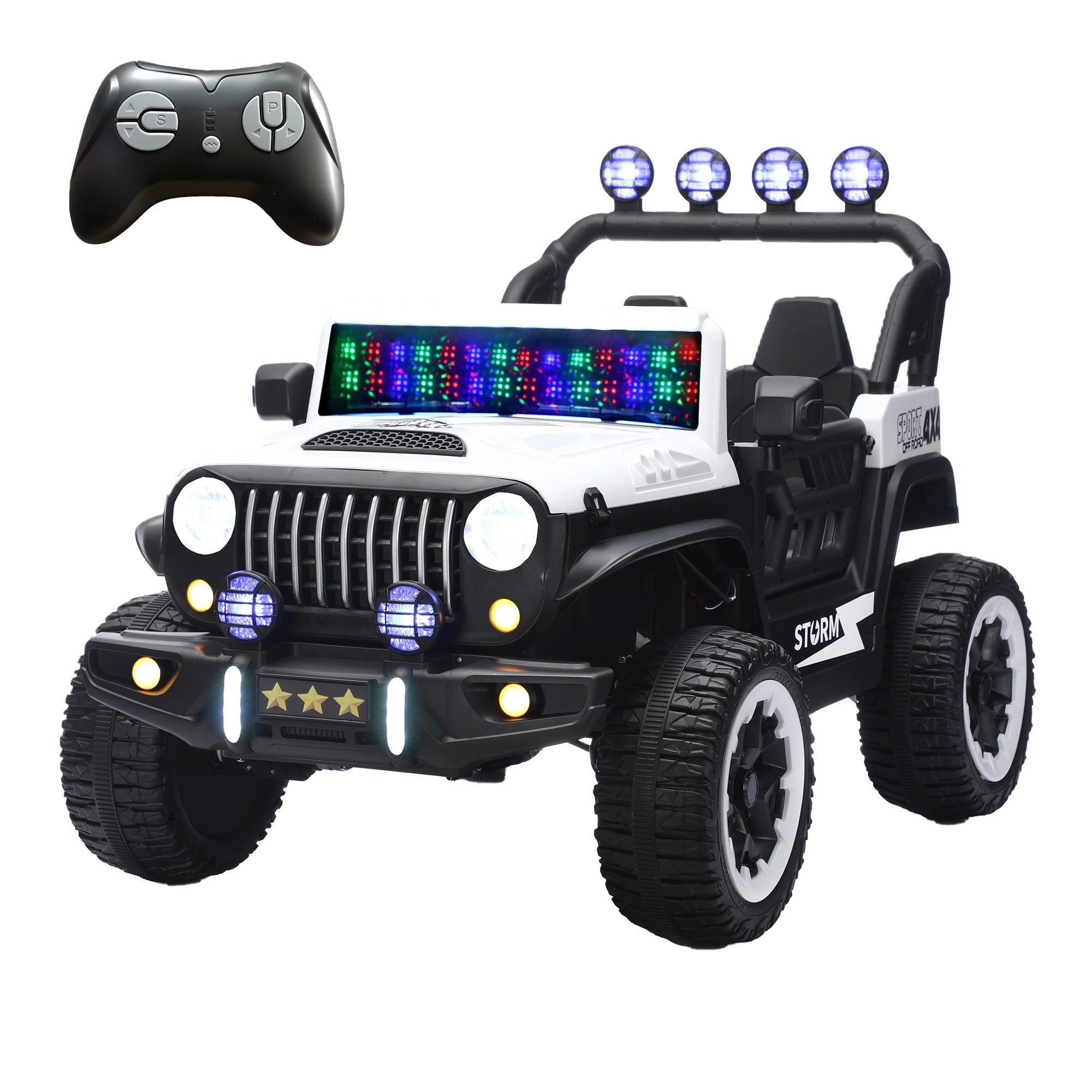 Bellemave® 24V Kids Ride On Car, 2 - Seater Electric Car with Remote Control, 4WD Motor, LED Lights, Adjustable Speed, USB & Music Player - Bellemave
