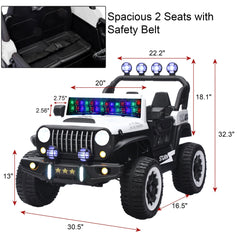 Bellemave® 24V Kids Ride On Car, 2 - Seater Electric Car with Remote Control, 4WD Motor, LED Lights, Adjustable Speed, USB & Music Player - Bellemave