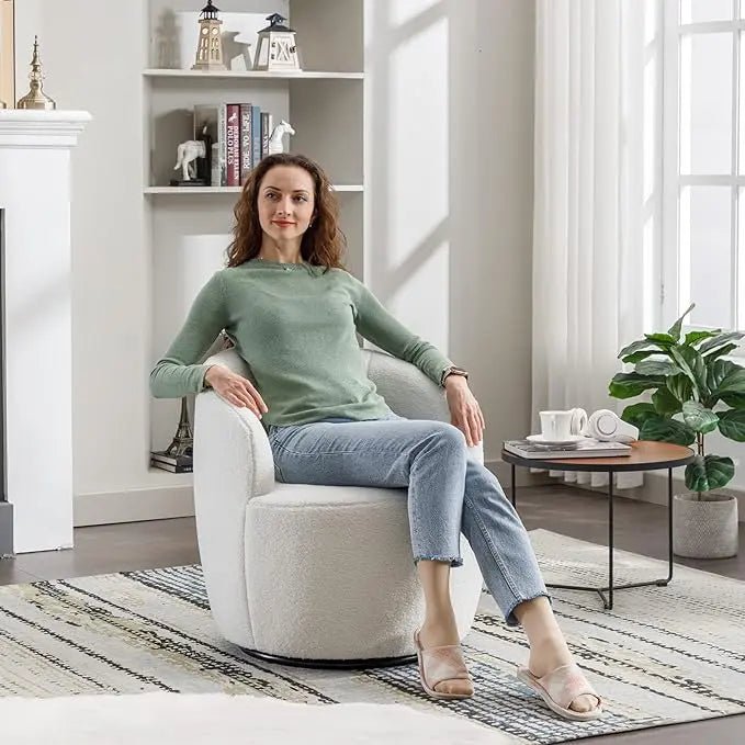 Bellemave® 25.6" Teddy Fabric Swivel Accent Armchair - Bellemave