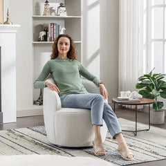 Bellemave® 25.6" Teddy Fabric Swivel Accent Armchair - Bellemave