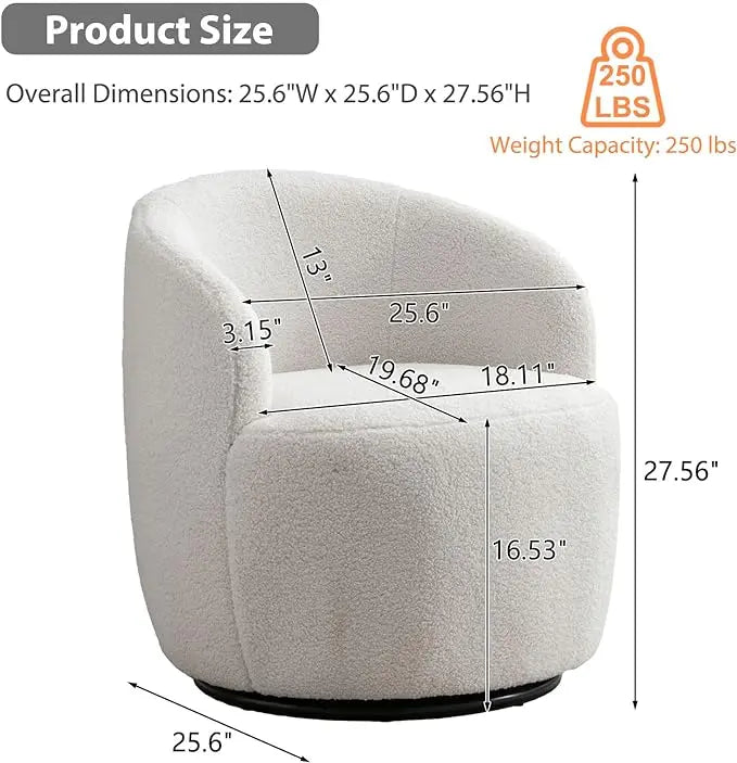 Bellemave® 25.6" Teddy Fabric Swivel Accent Armchair - Bellemave