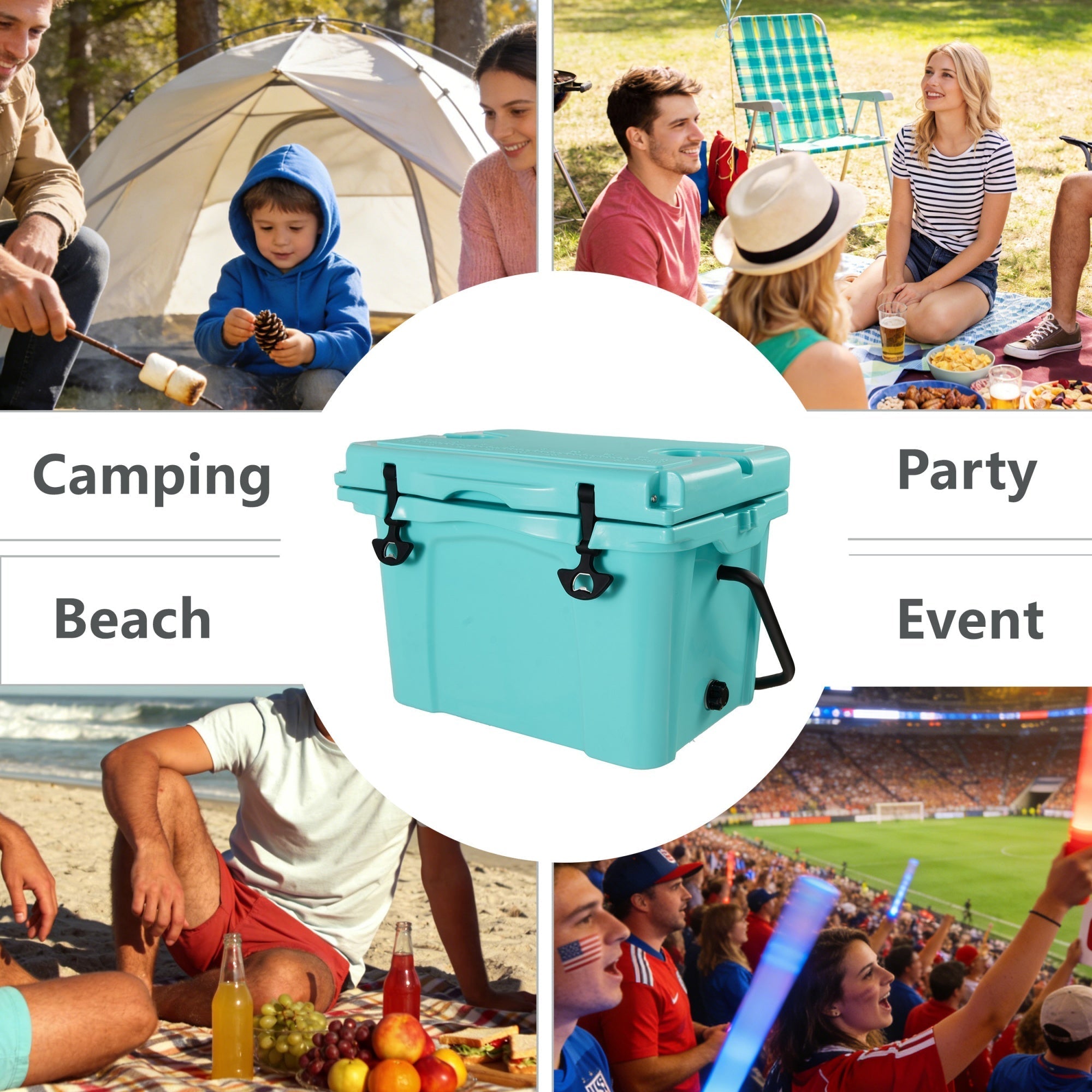 Bellemave® 25QT Portable Hard Cooler, 5 - 7 Day Ice Retention, Insulated Cooler for Camping Beach Fishing - Bellemave