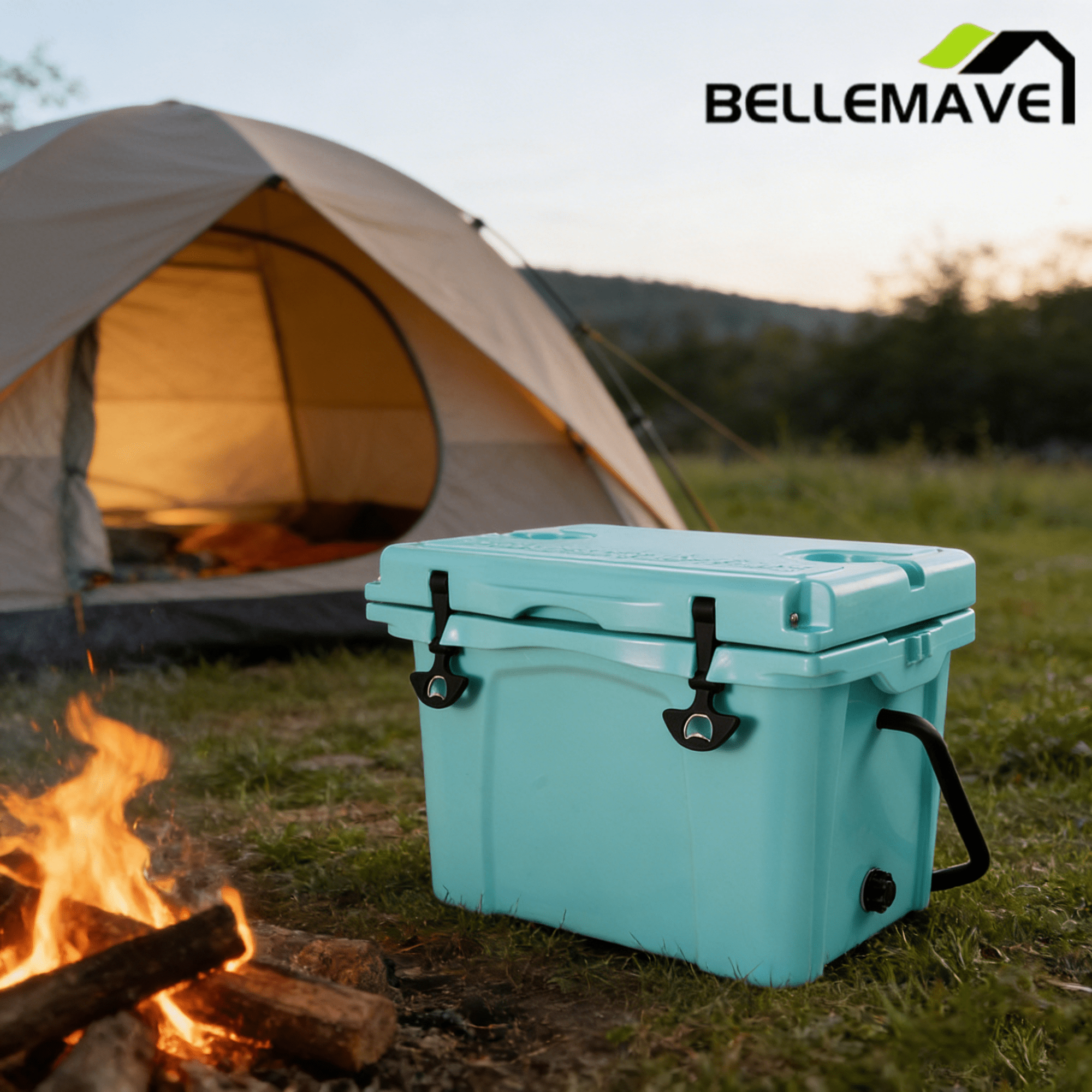Bellemave® 25QT Portable Hard Cooler, 5 - 7 Day Ice Retention, Insulated Cooler for Camping Beach Fishing - Bellemave