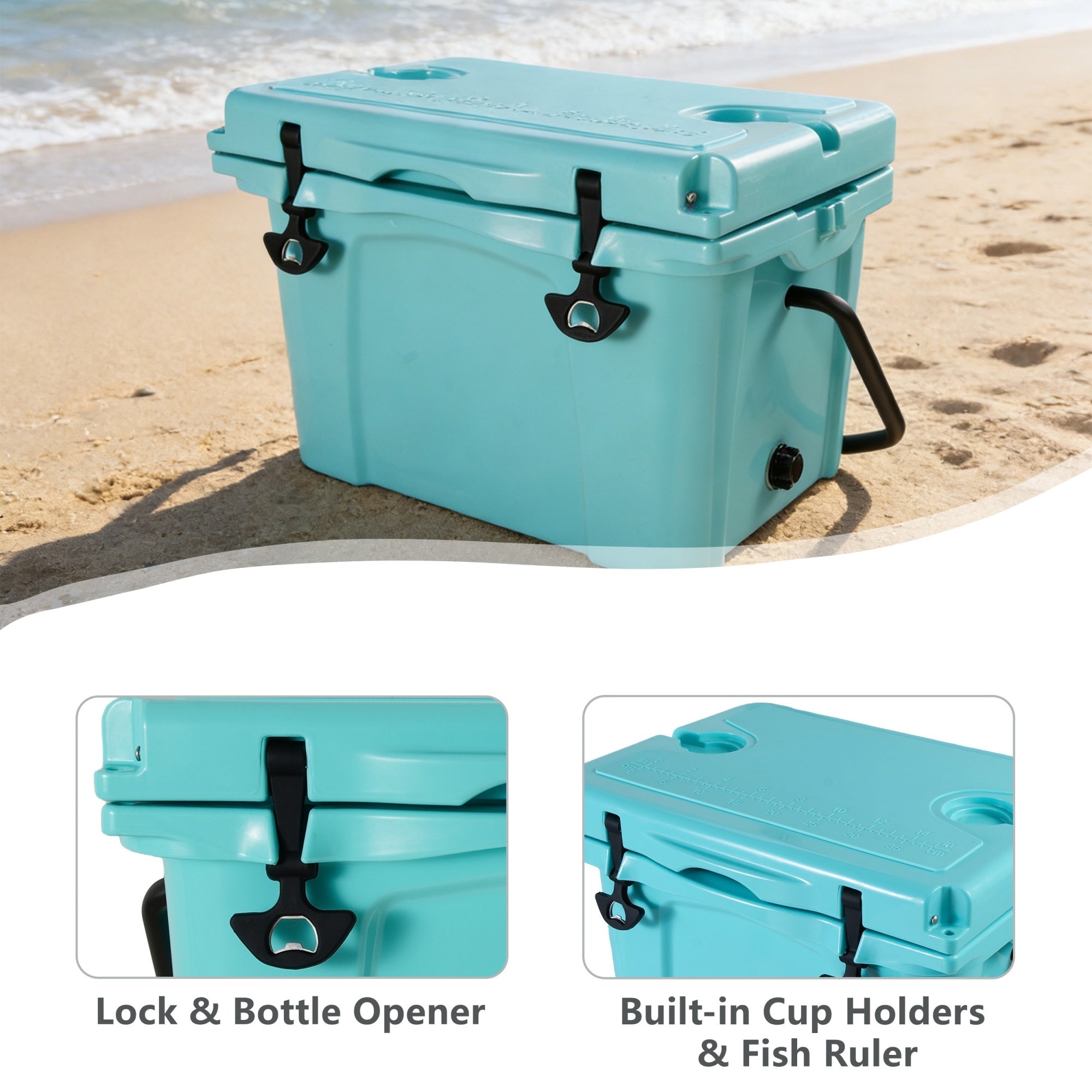Bellemave® 25QT Portable Hard Cooler, 5 - 7 Day Ice Retention, Insulated Cooler for Camping Beach Fishing - Bellemave