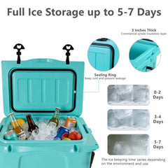 Bellemave® 25QT Portable Hard Cooler, 5 - 7 Day Ice Retention, Insulated Cooler for Camping Beach Fishing - Bellemave