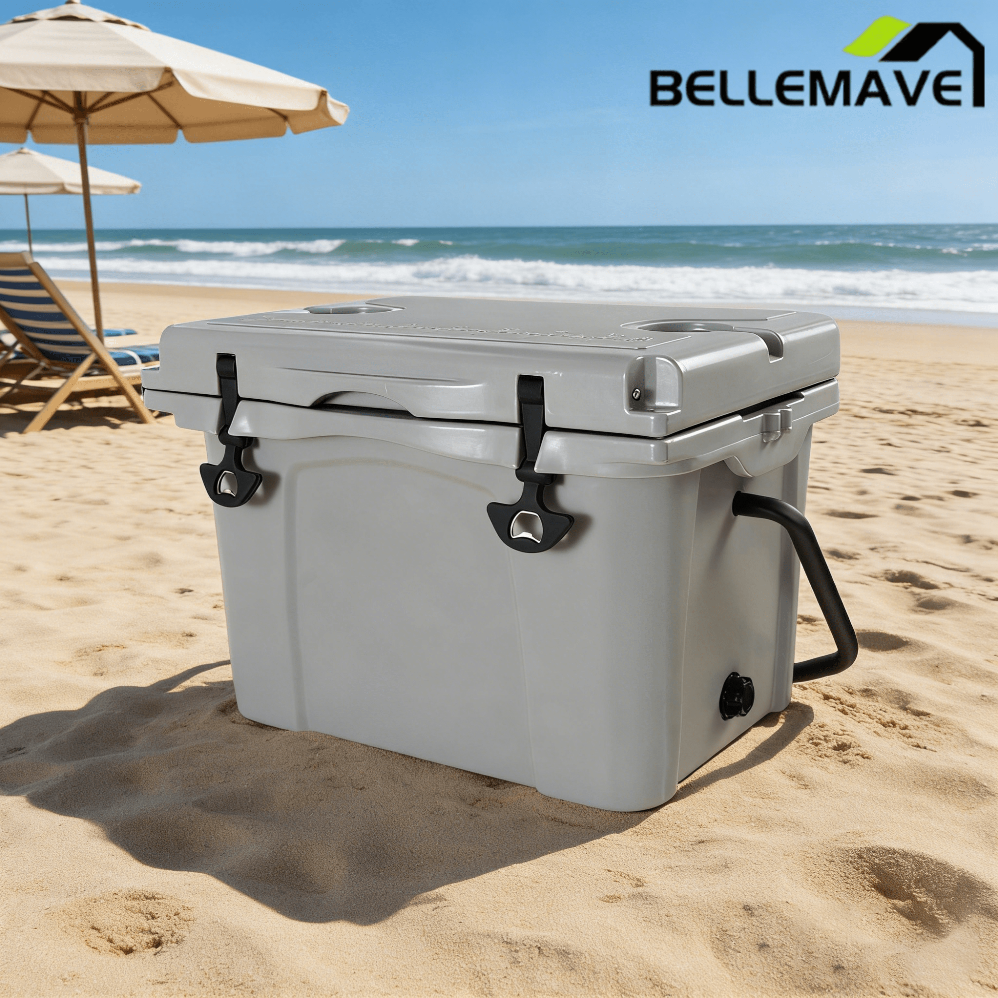 Bellemave® 25QT Portable Hard Cooler, 5 - 7 Day Ice Retention, Insulated Cooler for Camping Beach Fishing - Bellemave