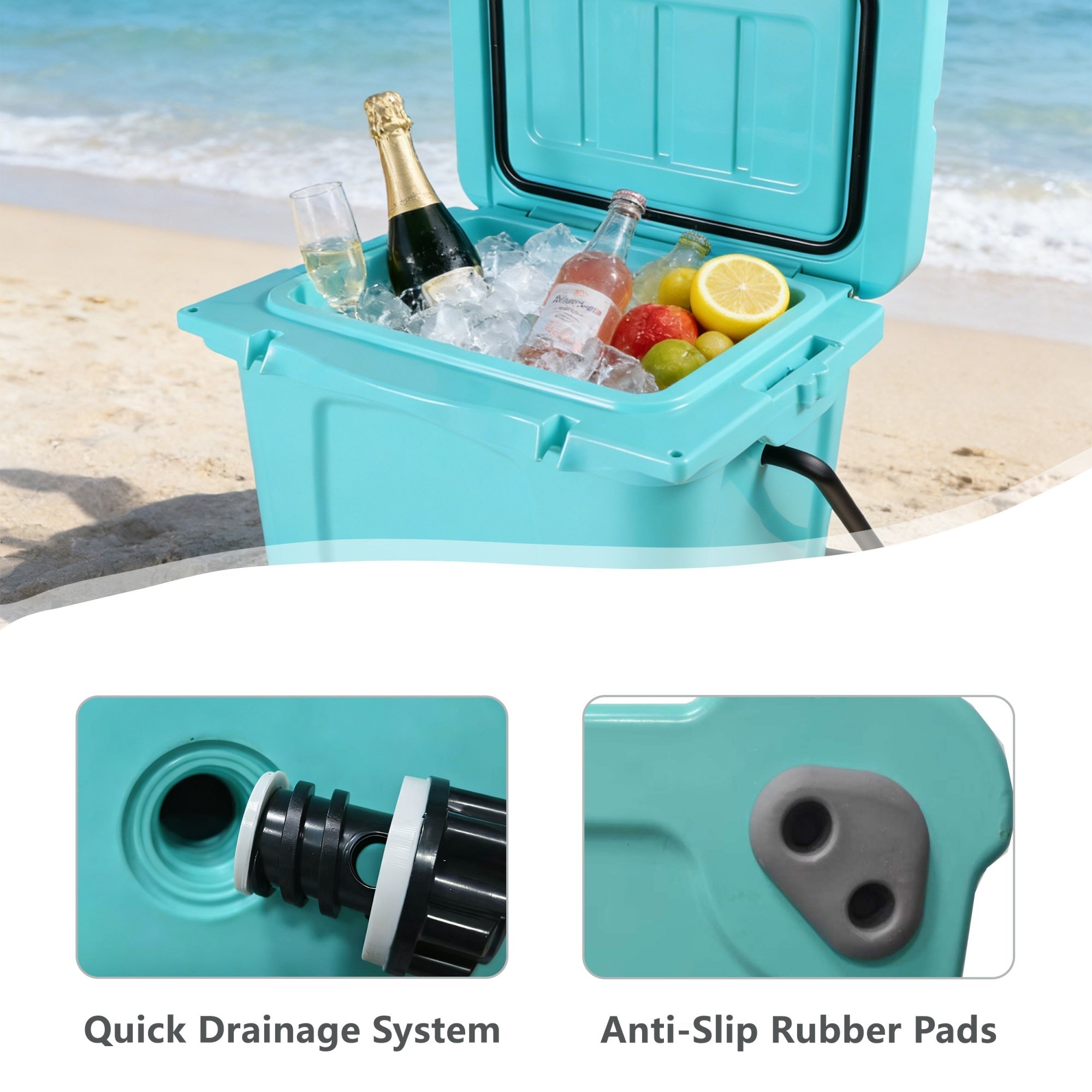 Bellemave® 25QT Portable Hard Cooler, 5 - 7 Day Ice Retention, Insulated Cooler for Camping Beach Fishing - Bellemave