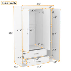 Bellemave® 3 - Door Mirror Wardrobe with Shelves - Bellemave