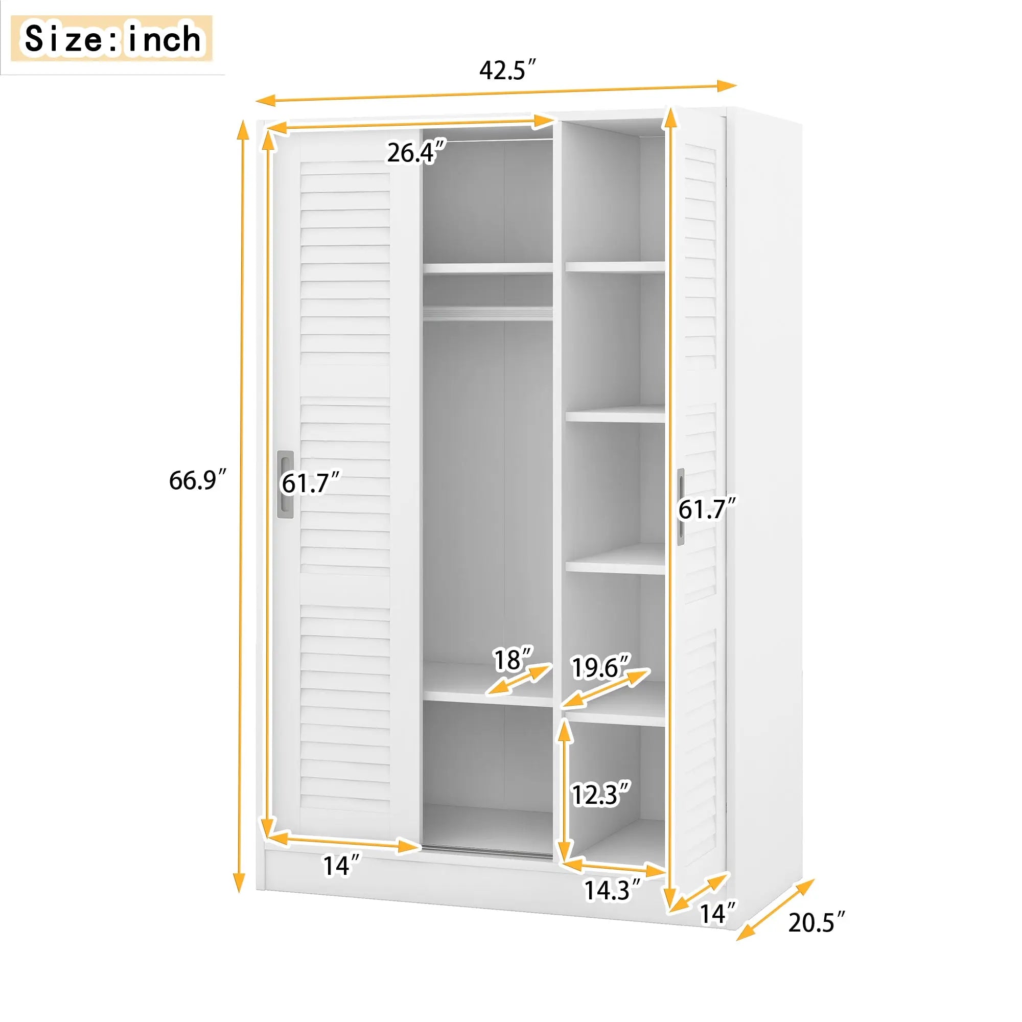Bellemave® 3 - Door Shutter Wardrobe with Shelves - Bellemave