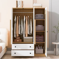 Bellemave® 3 - Doors Wooden Rattan Wardrobe Storage with 2 Drawers - Bellemave