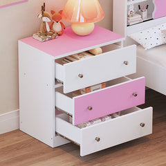 Bellemave® 3 - Drawer Wooden Nightstand with Colorblock Design and Plastic Handle - Bellemave