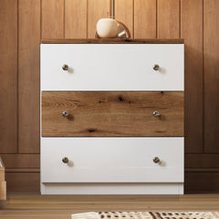Bellemave® 3 - Drawer Wooden Nightstand with Colorblock Design and Plastic Handle - Bellemave