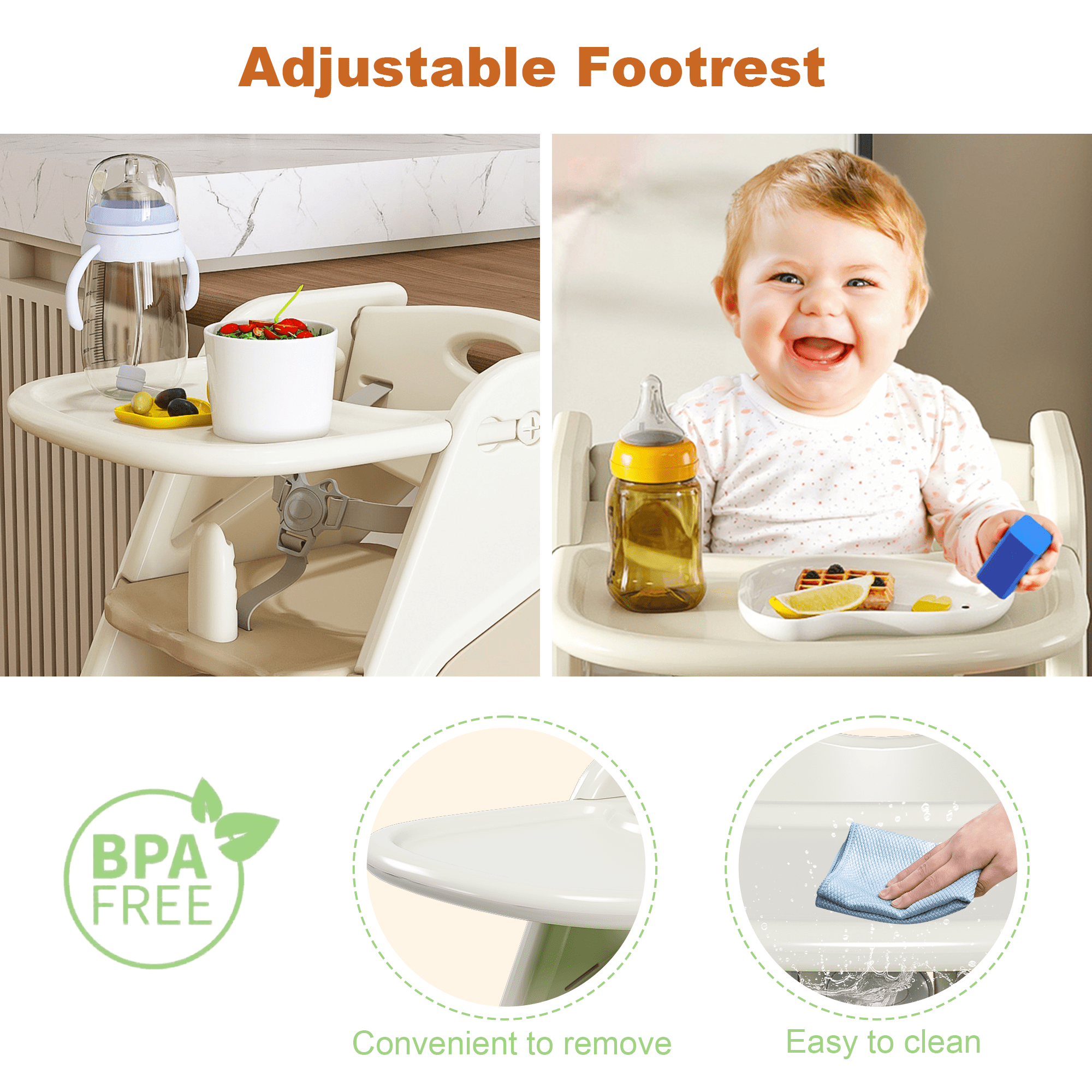 Bellemave® 3 - in - 1 Convertible Toddler Step Stool, Adjustable Height Toddler Tower, children's step stool with Safety Fence & Removable Dining Tray - Bellemave