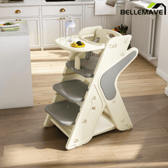 Bellemave® 3 - in - 1 Convertible Toddler Step Stool, Adjustable Height Toddler Tower, children's step stool with Safety Fence & Removable Dining Tray - Bellemave