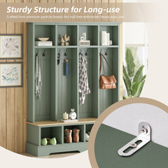 Bellemave® 3 - in - 1 Hall Tree with Bench, Shoe Storage, Coat Rack, Top Compartments & 8 Hooks for Hallway, Living Room - Bellemave