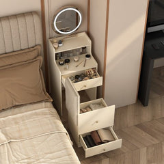 Bellemave® 3 in 1 Vanity Desk with Mirror and Light ,2 drawers and Upholstered Stool ,Charging Station - Bellemave