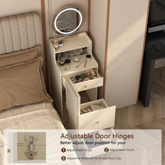 Bellemave® 3 in 1 Vanity Desk with Mirror and Light ,2 drawers and Upholstered Stool ,Charging Station - Bellemave