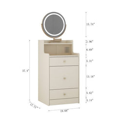 Bellemave® 3 in 1 Vanity Desk with Mirror and Light ,2 drawers and Upholstered Stool ,Charging Station - Bellemave
