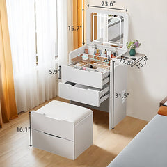 Bellemave® 3 - in - 1 Vanity Set with 3 Drawers and Lights, Hidden Panel and Hidden Stool - Bellemave