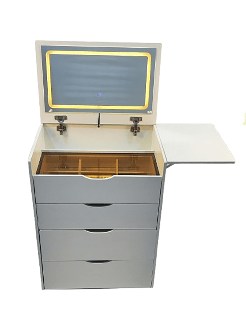 Bellemave® 3 - in - 1 Vanity Set with 3 Drawers and Lights, Hidden Panel and Hidden Stool - Bellemave