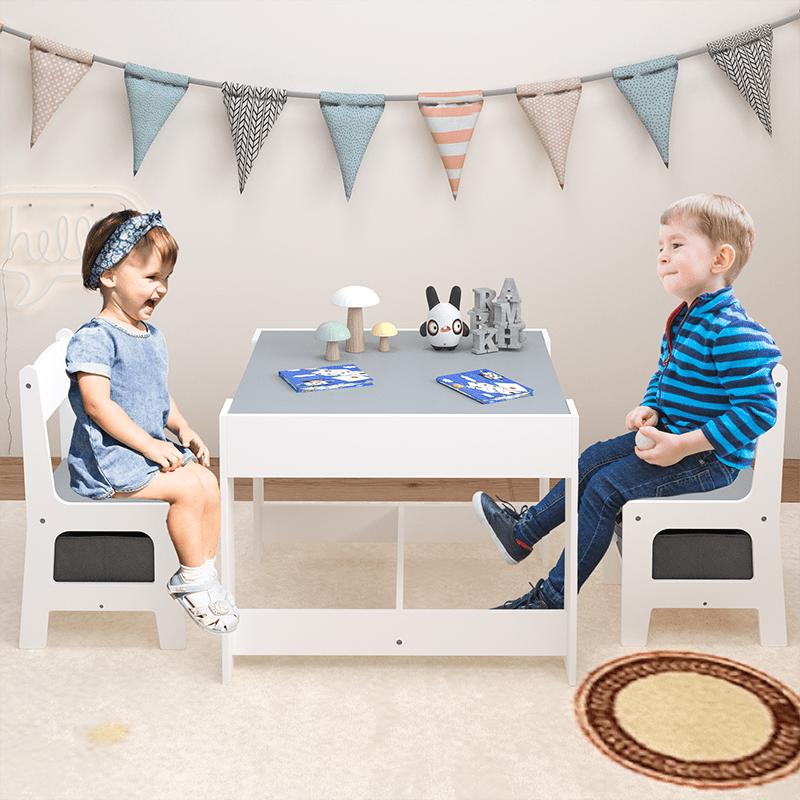 Bellemave® 3 in 1 Wooden Kids Table and Chair Set with Storage Drawer for Toddlers Drawing, Reading, Crafts - Bellemave