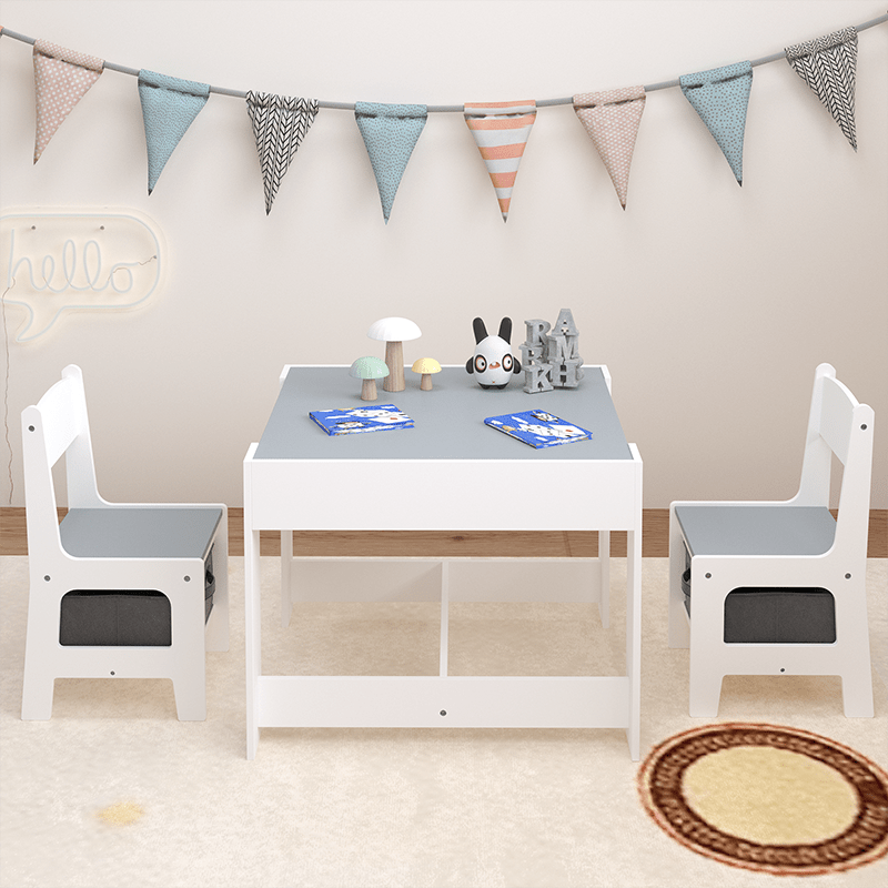 Bellemave® 3 in 1 Wooden Kids Table and Chair Set with Storage Drawer for Toddlers Drawing, Reading, Crafts - Bellemave