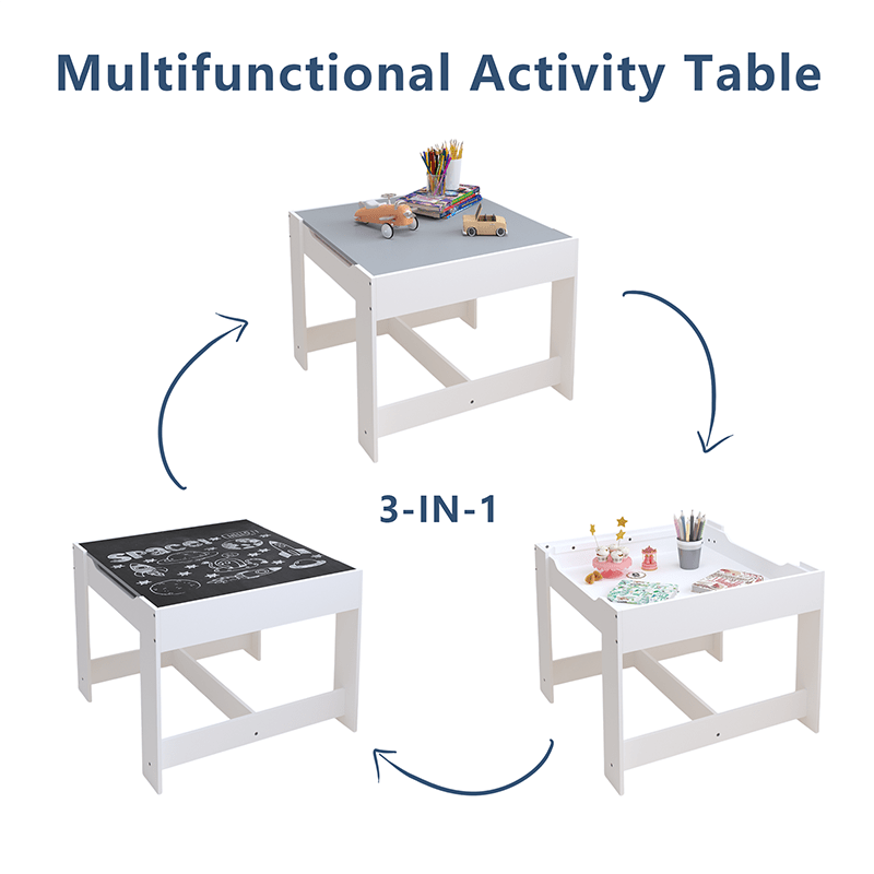 Bellemave® 3 in 1 Wooden Kids Table and Chair Set with Storage Drawer for Toddlers Drawing, Reading, Crafts - Bellemave