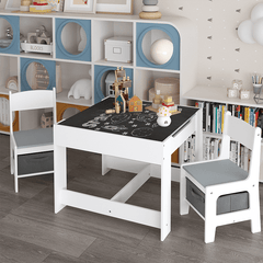Bellemave® 3 in 1 Wooden Kids Table and Chair Set with Storage Drawer for Toddlers Drawing, Reading, Crafts - Bellemave