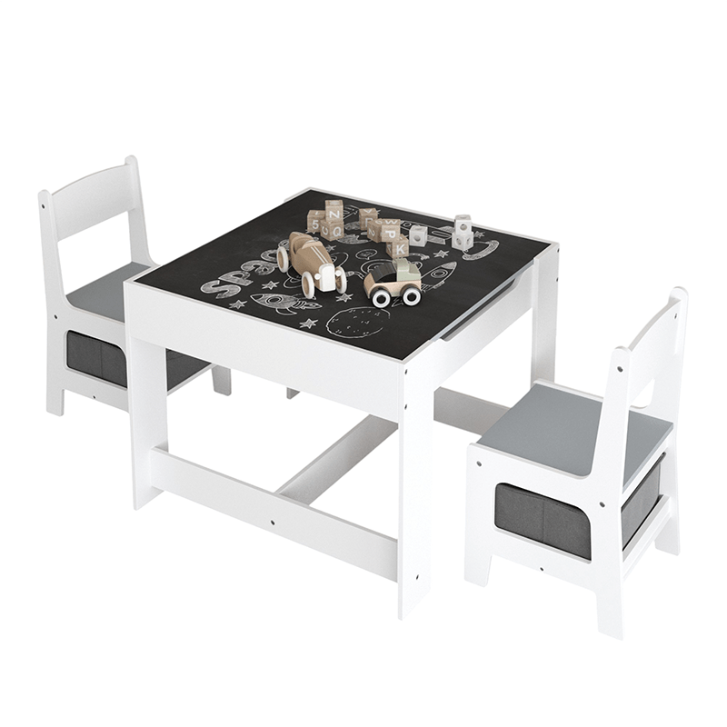 Bellemave® 3 in 1 Wooden Kids Table and Chair Set with Storage Drawer for Toddlers Drawing, Reading, Crafts - Bellemave