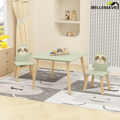 Bellemave® 3 Piece Wood Table & Chair Set for Age 2 - 6 Boy Girl, Wood Activity Tables Drawing Play Table Set w/ 2 Animals Chairs for Nursery, Kindergarten, Age 2 - 6 Boy Girl Home Activity Table Chair 3 - pcs Set - Bellemave