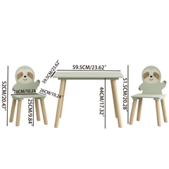Bellemave® 3 Piece Wood Table & Chair Set for Age 2 - 6 Boy Girl, Wood Activity Tables Drawing Play Table Set w/ 2 Animals Chairs for Nursery, Kindergarten, Age 2 - 6 Boy Girl Home Activity Table Chair 3 - pcs Set - Bellemave